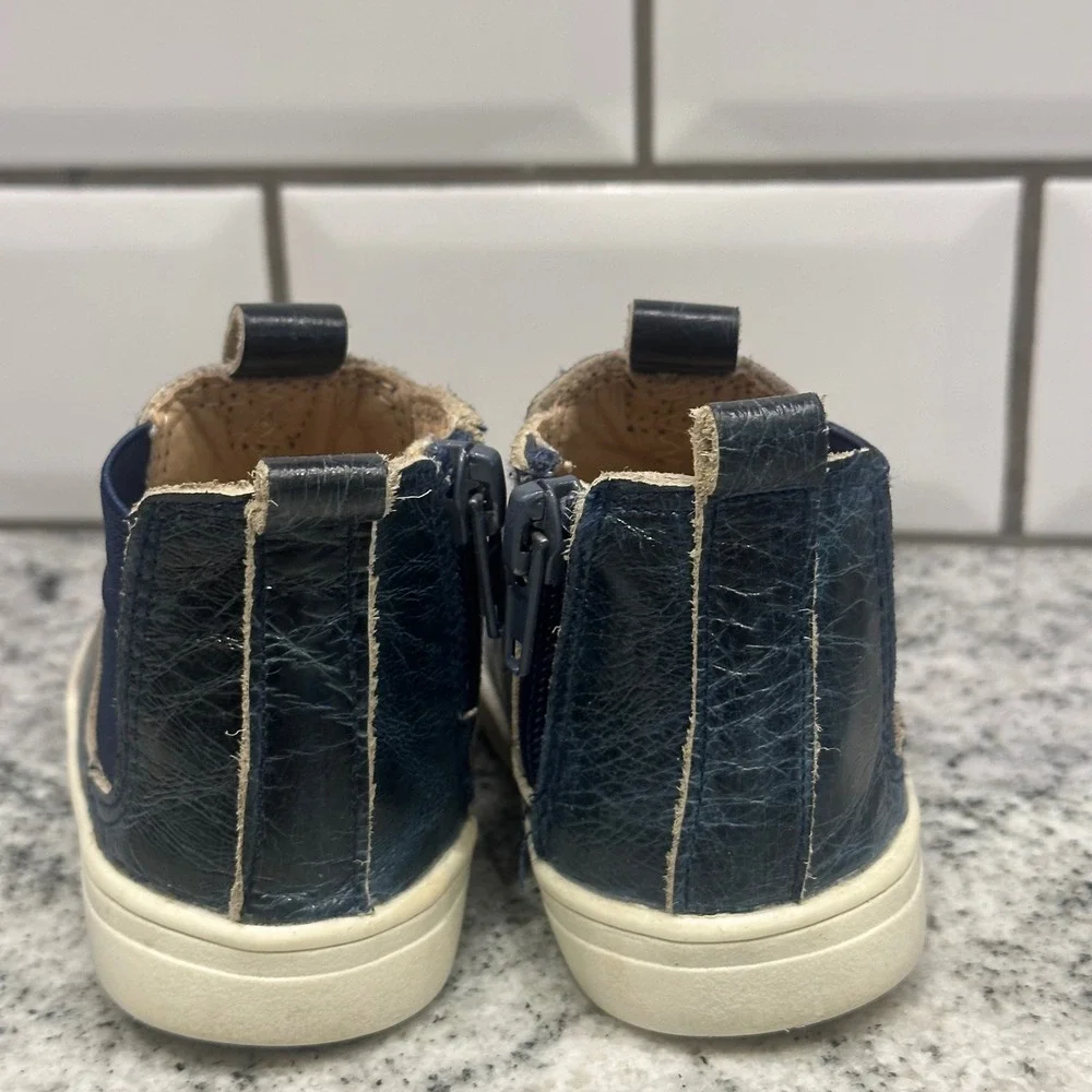 Little Penguin Kids 12-18 Months Chelsea Boots Navy Blue Leather Zip Up Classic